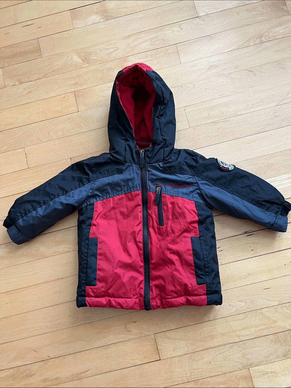 Weatherproof Kids Red and Black Hooded Puffer Jacket